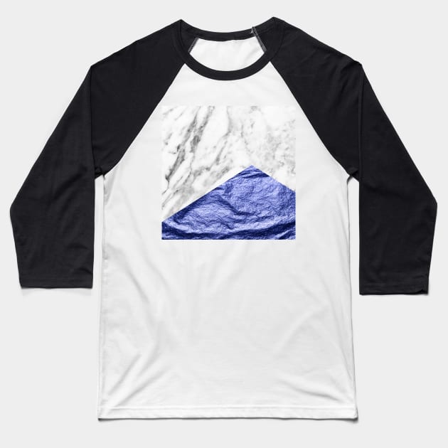 Navy marble Baseball T-Shirt by marbleco